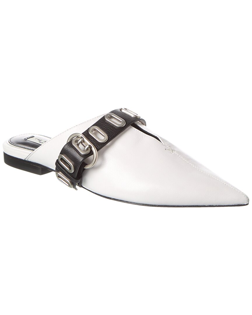Rag & Bone Victory Leather Buckle Mules In White
