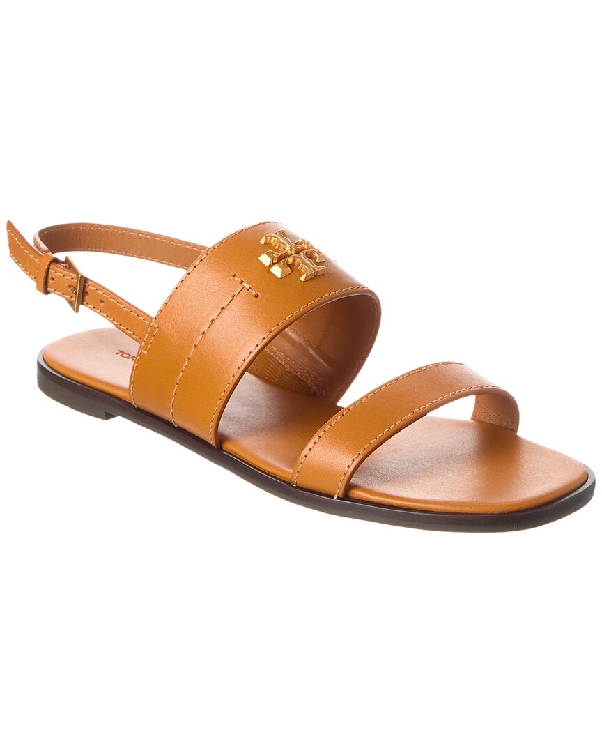 Shop Tory Burch Mini Everly Back Strap Leather Sandal In Brown