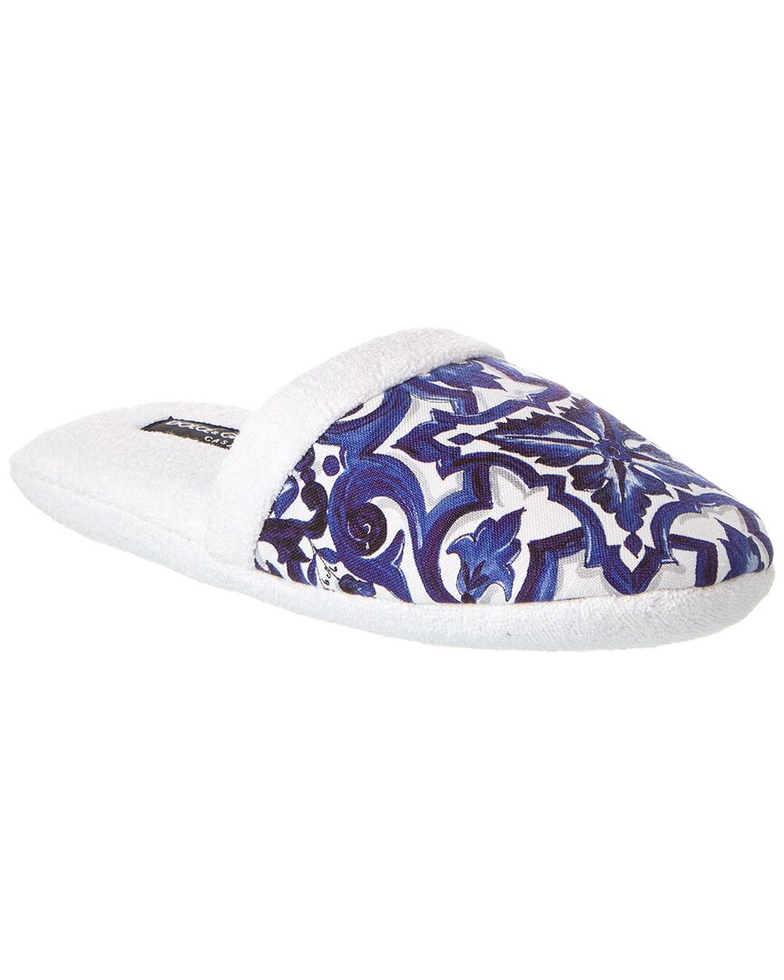 Shop Dolce & Gabbana Blu Mediterraneo Slippers In White