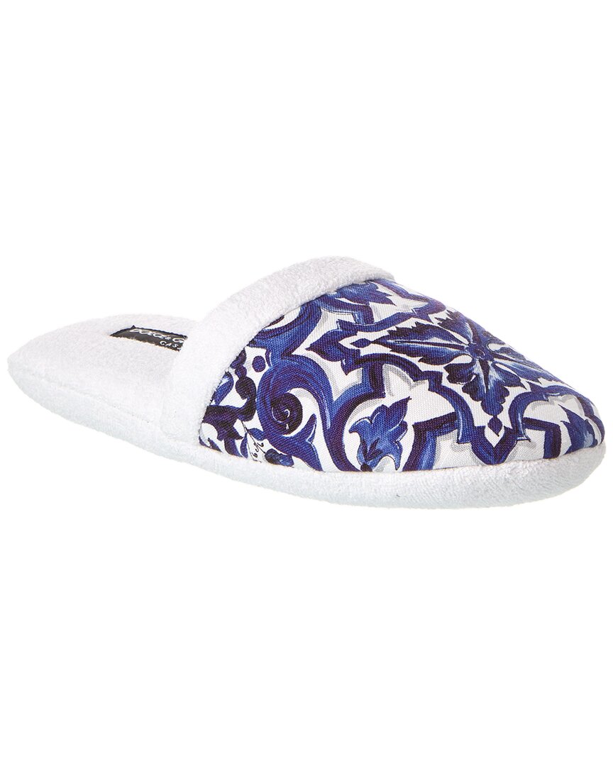 Dolce & Gabbana Barocco-print Terry-cloth Slippers In White