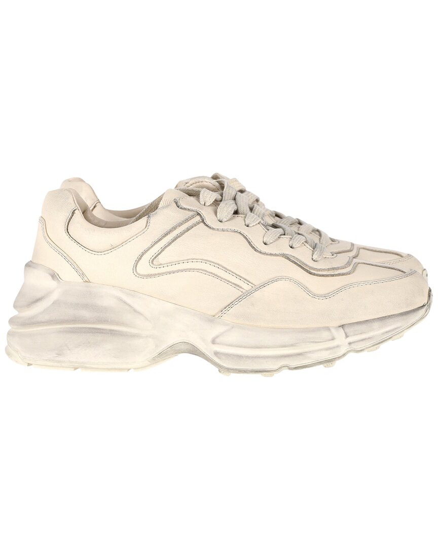 Gucci Women's Leather Distressed Rhyton Sneaker (authentic Pre-loved) In Neutral
