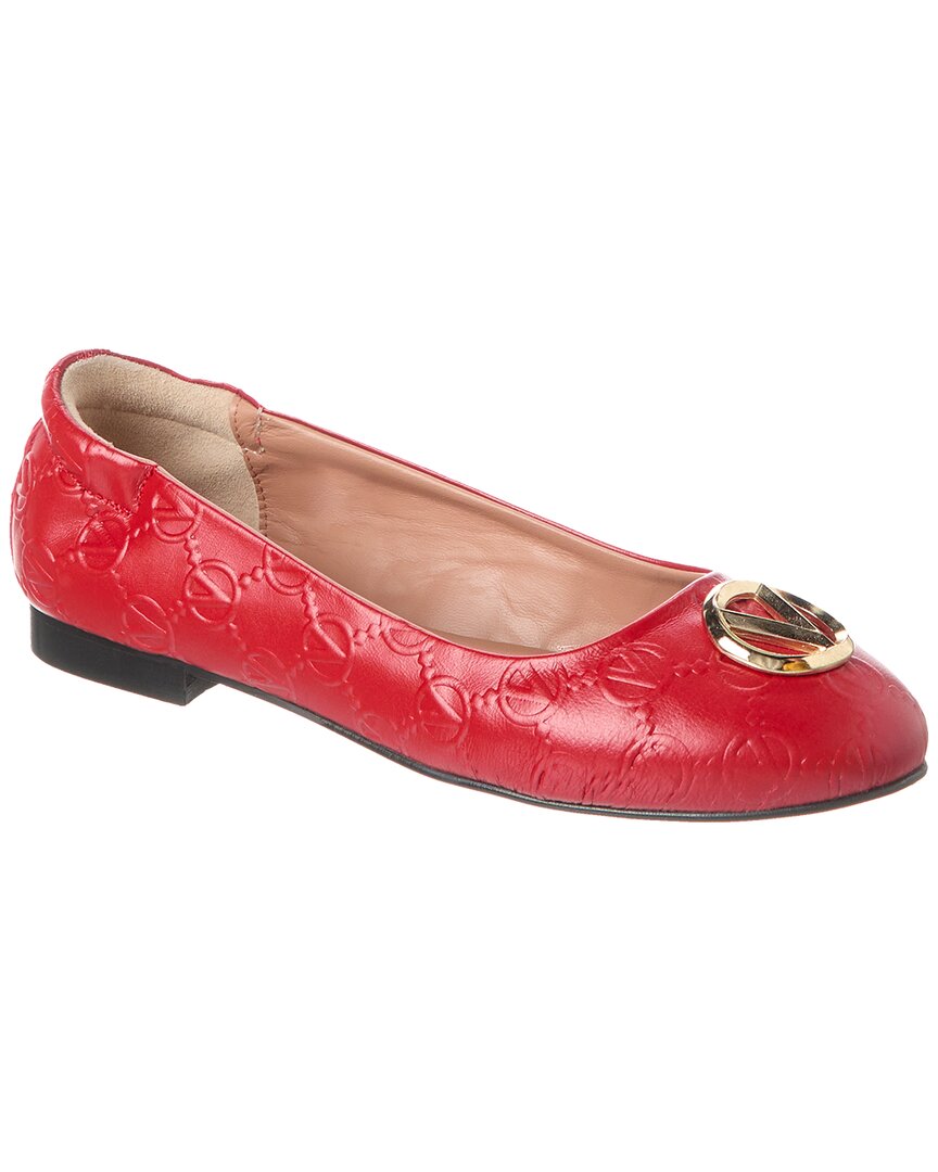 Shop Valentino By Mario Valentino Calliope Leather Flat In Red
