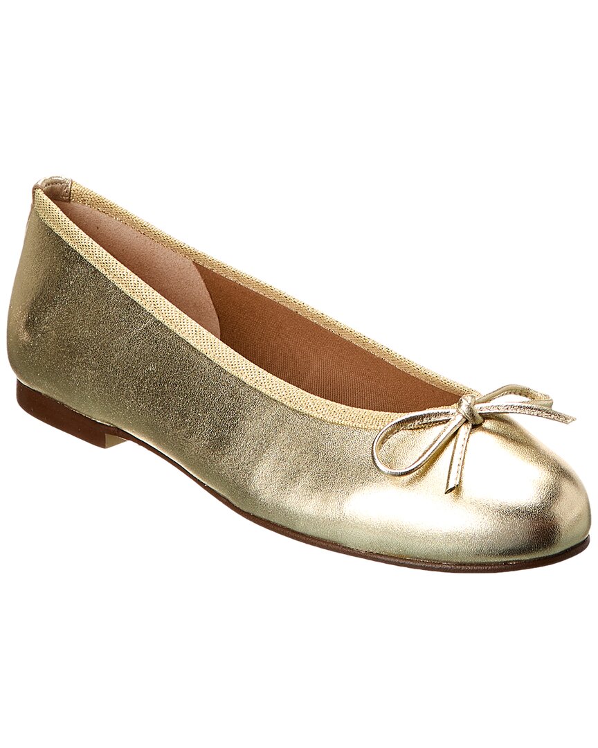 Shop French Sole Emerald Leather Flat In Gold