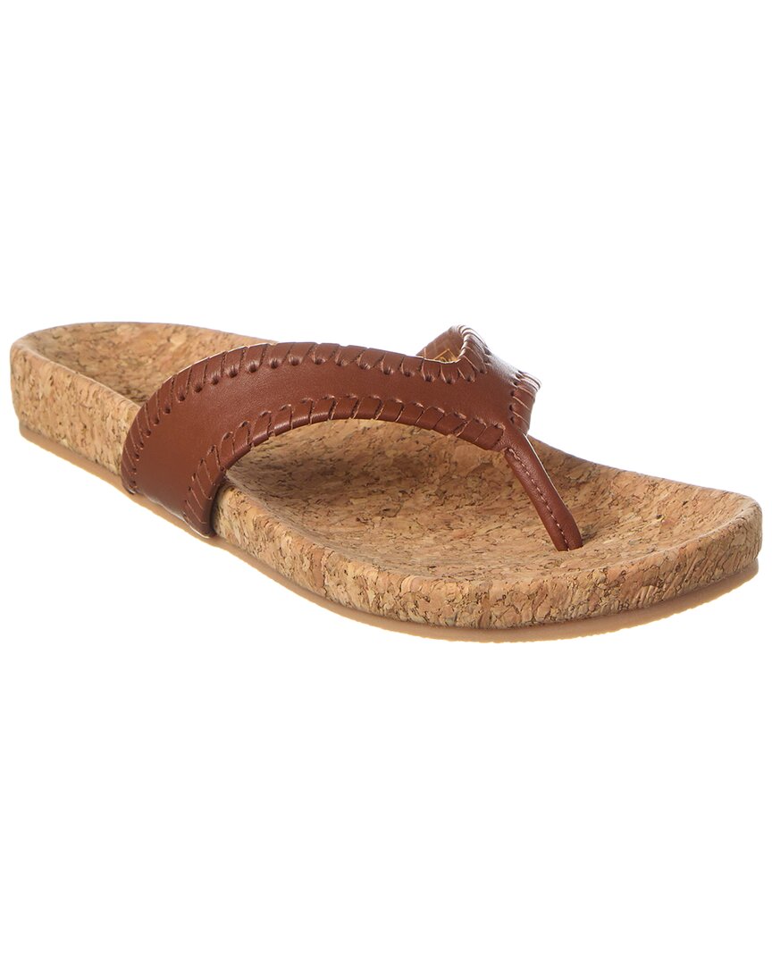 Shop Jack Rogers Thelma Leather Flip Flop In Brown