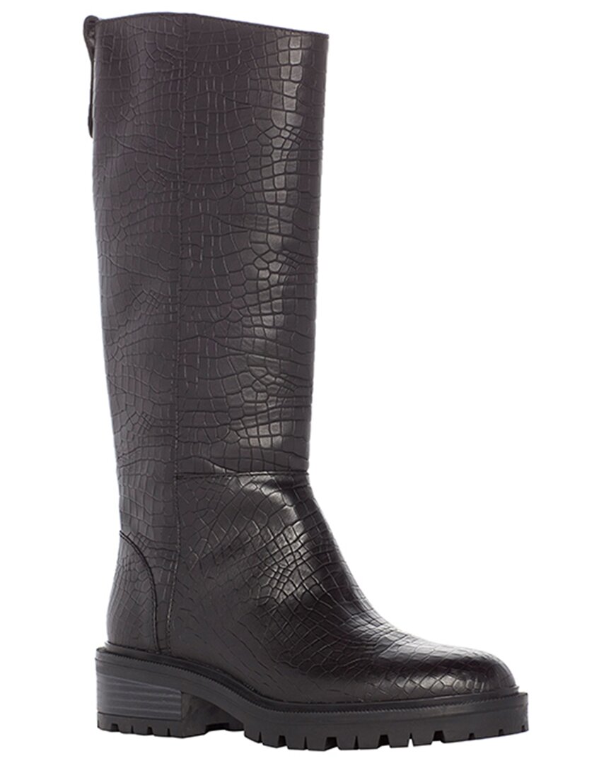 Paige Bella Croc-embossed Leather Boot In Black