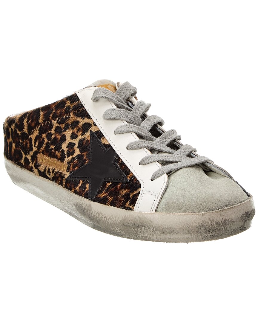 Pre-owned Golden Goose Superstar Sabot Haircalf & Leather Sneaker Women's In Brown