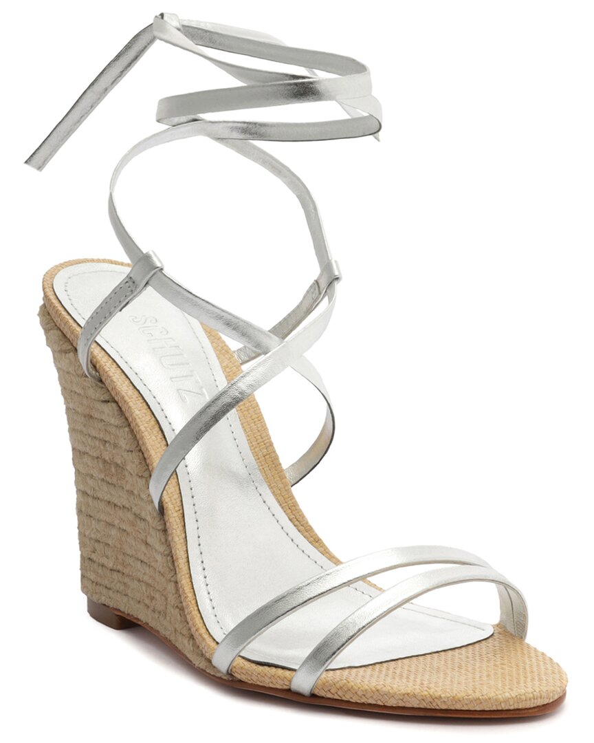 Schutz Deonne Leather Wedge In White