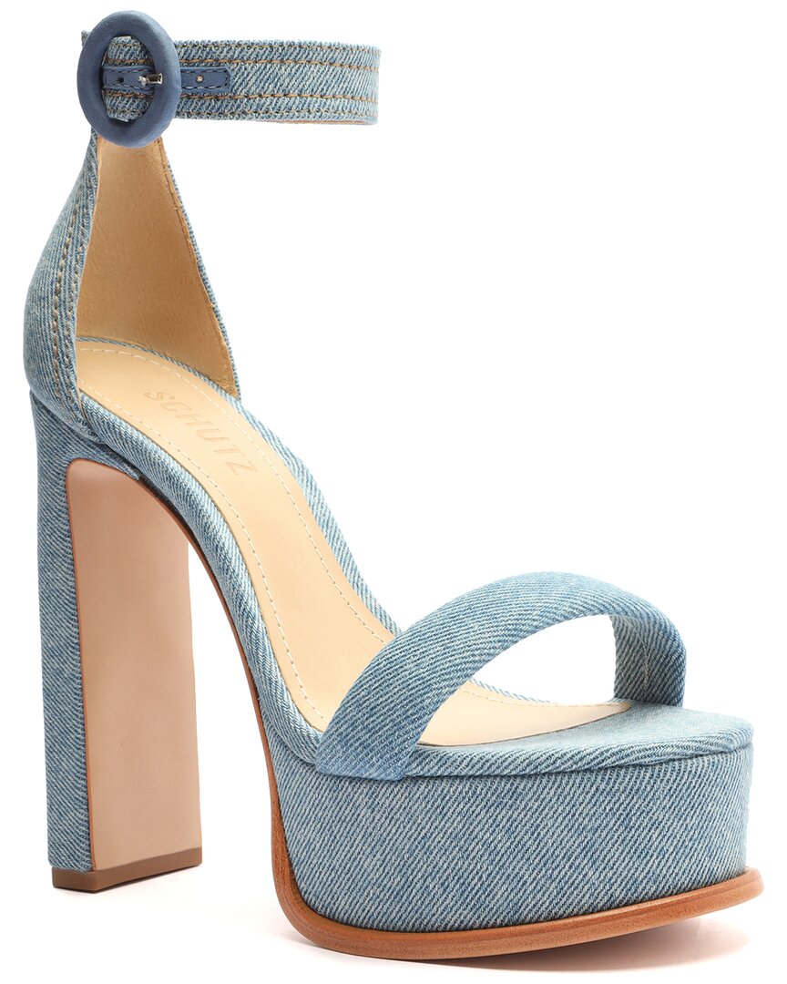 Schutz Womens Adjustable Denim Platform Sandals