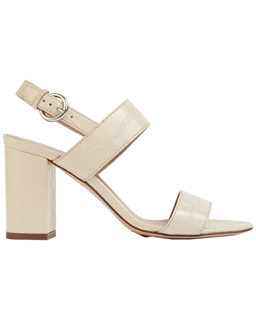 Lk Bennett Raya Croc-effect Leather Heeled Sandals In Cre-buttercream