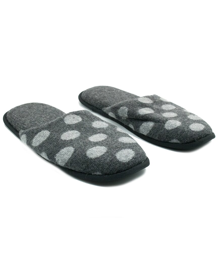 Shop Portolano Ladies Slippers With Polka Dots In Grey