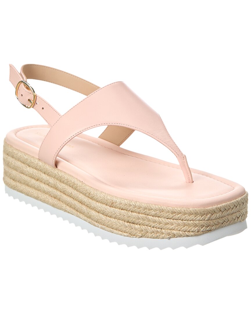 Stuart Weitzman Mel Leather Espadrille Flatform Sandal In Pink