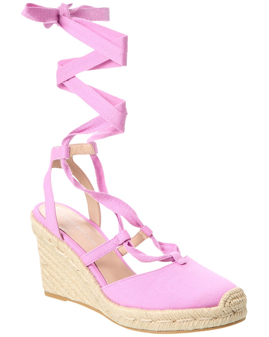 Shop Stuart Weitzman Altdup Canvas Espadrille Wedge Sandal In Pink