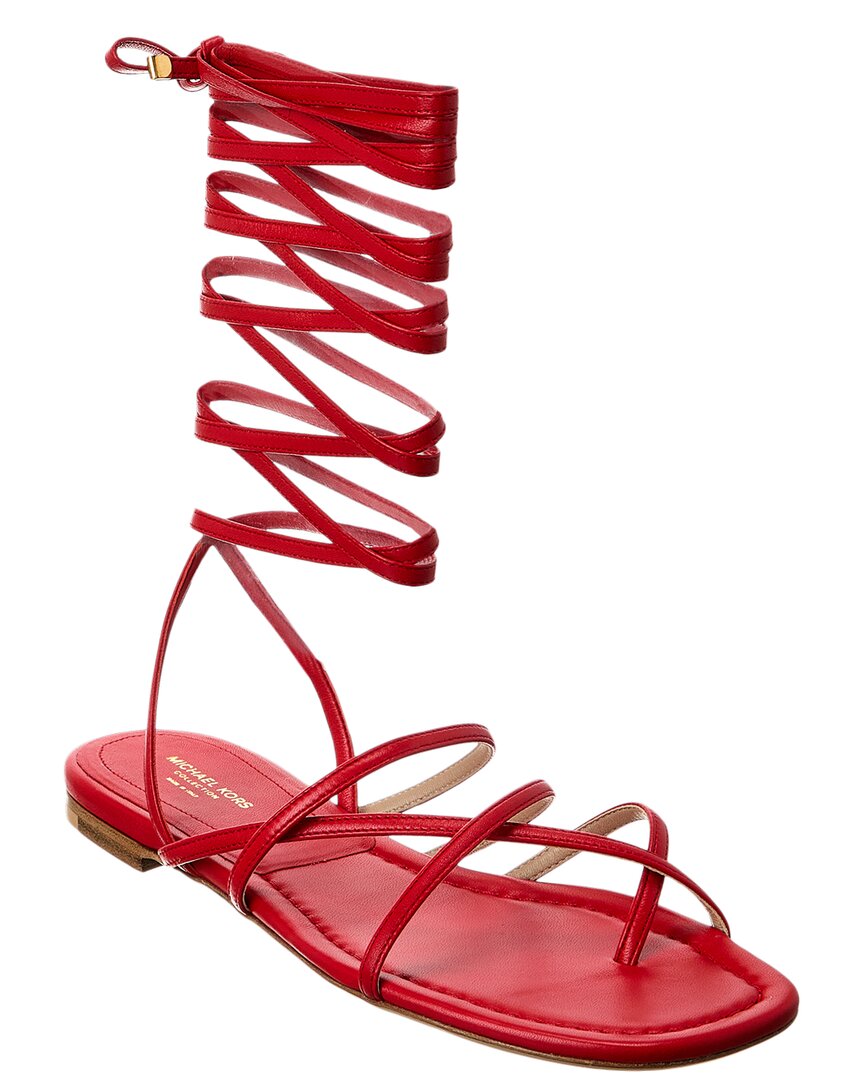 Michael Kors Collection Jade Runway Leather Sandal In Red