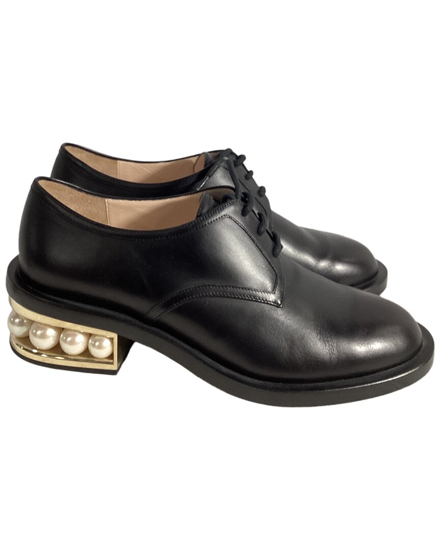 Nicholas Kirkwood Casati Pearl Derbys In Black Leather In Multi