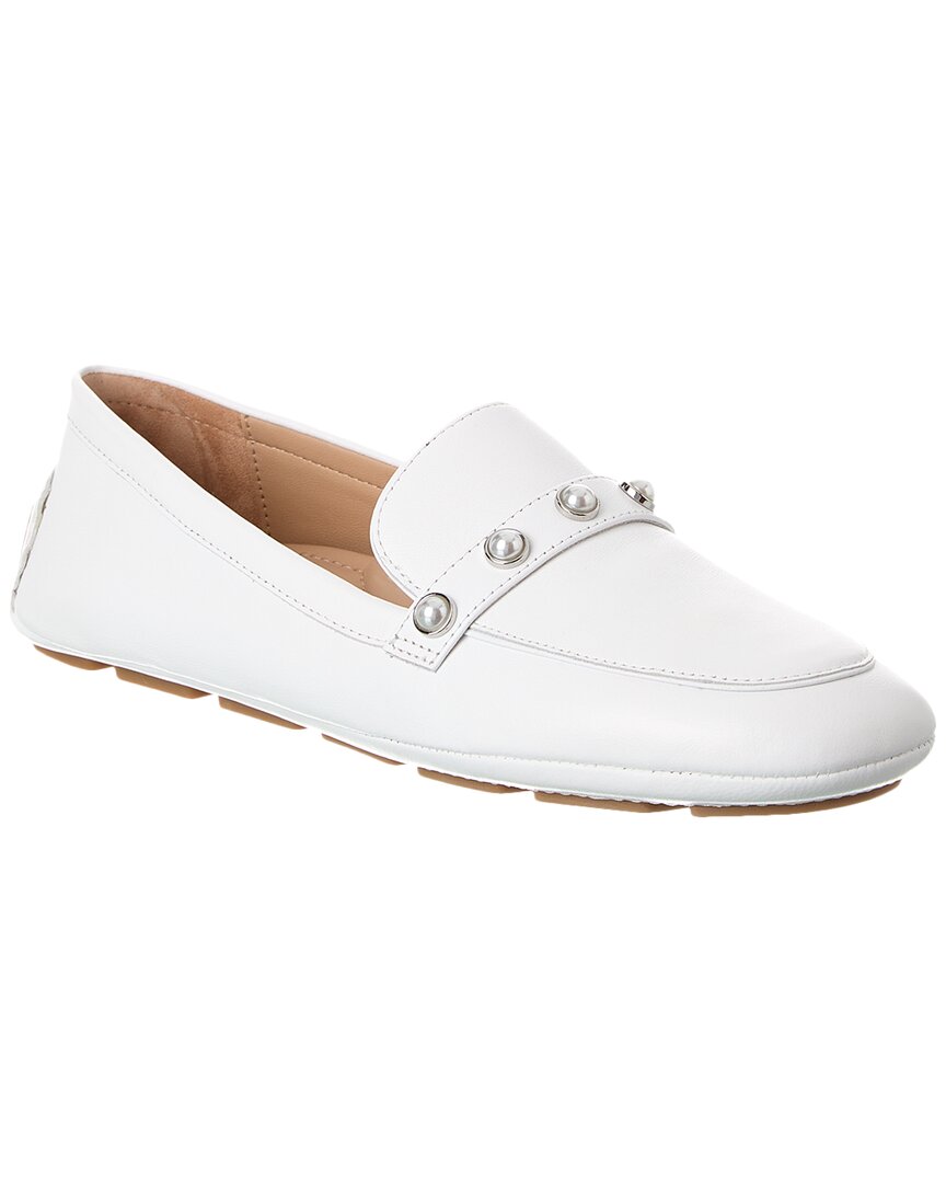Stuart Weitzman Imitation Pearl Driving Loafer In White