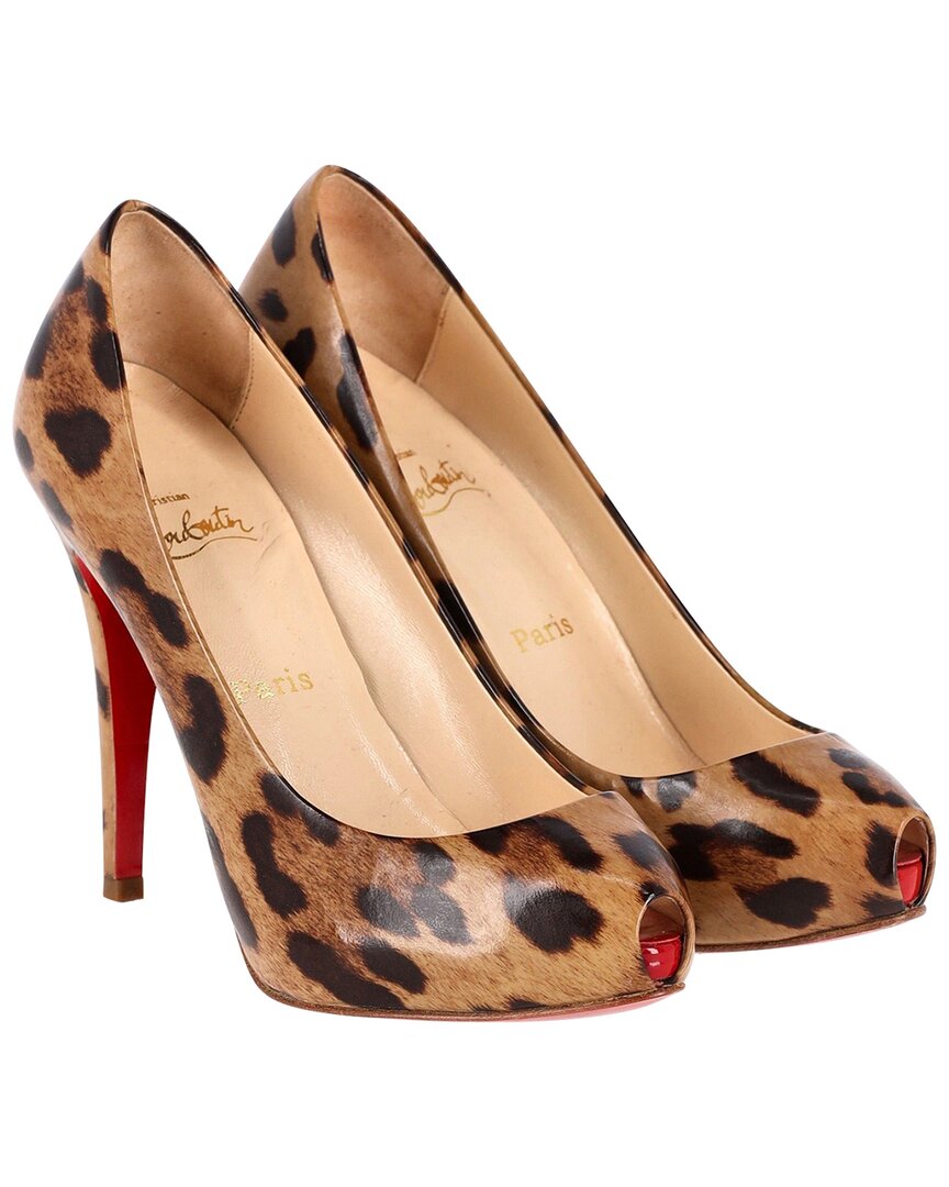 Christian Louboutin Open Clic Leather Pump In Animal Print