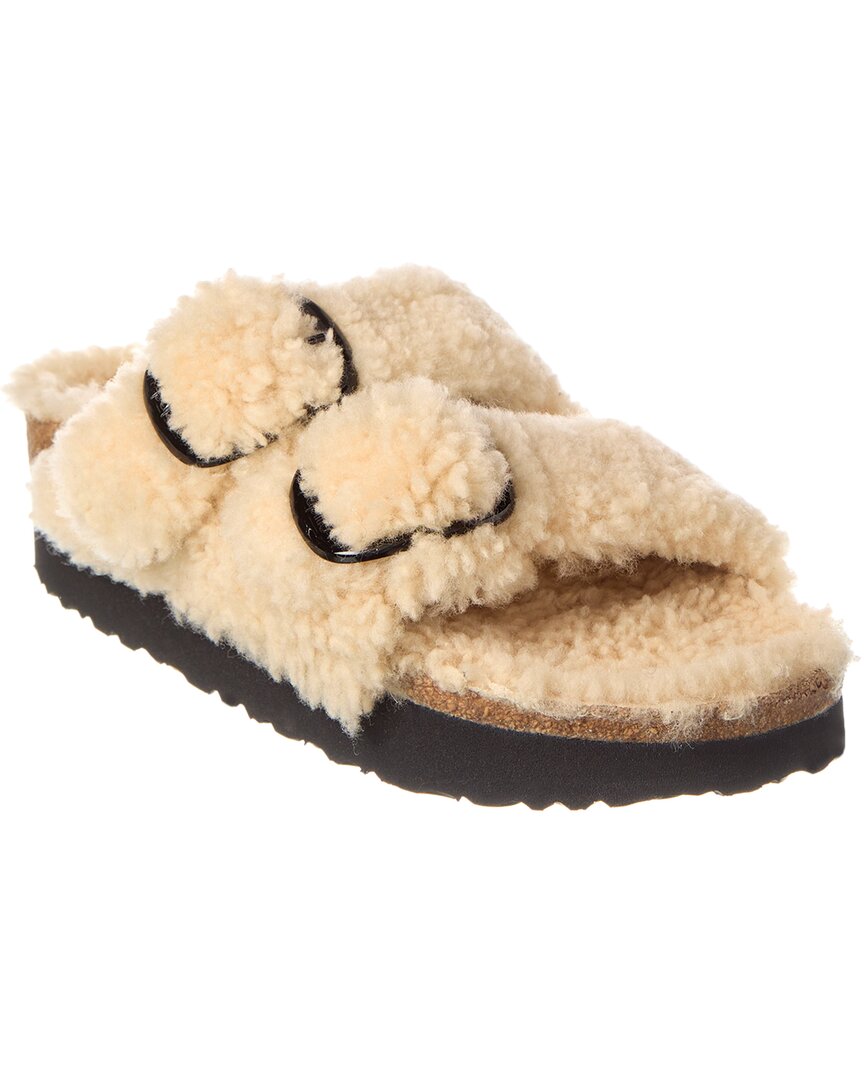 Birkenstock Arizona Big Buckle Teddy Sandal By Papillio Eggshell In Beige