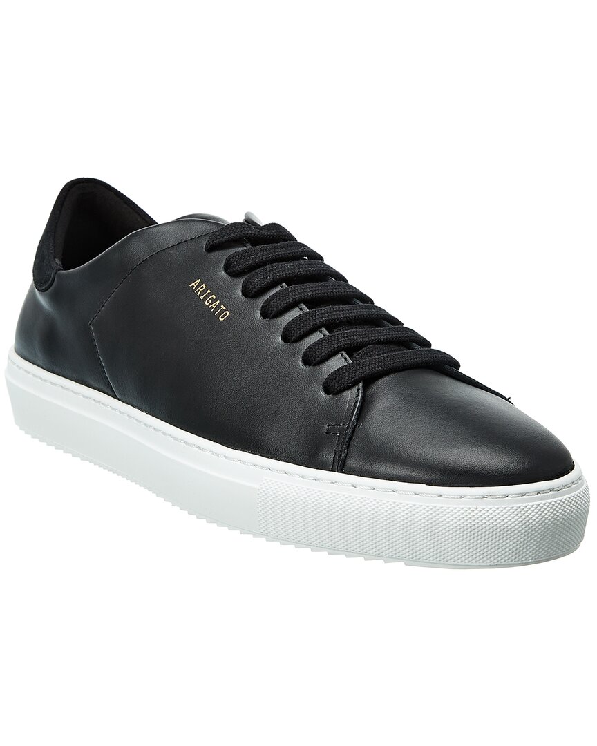 Axel Arigato 90 Clean Black Low Top Sneakers With Logo Lettering On The Side In Leather Man In Black