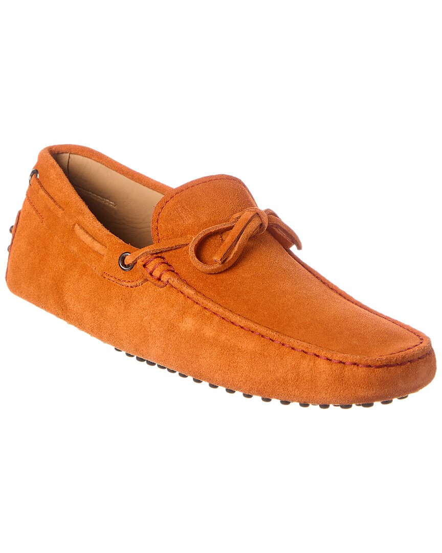 Tod's Gommino Suede Driver In Orange