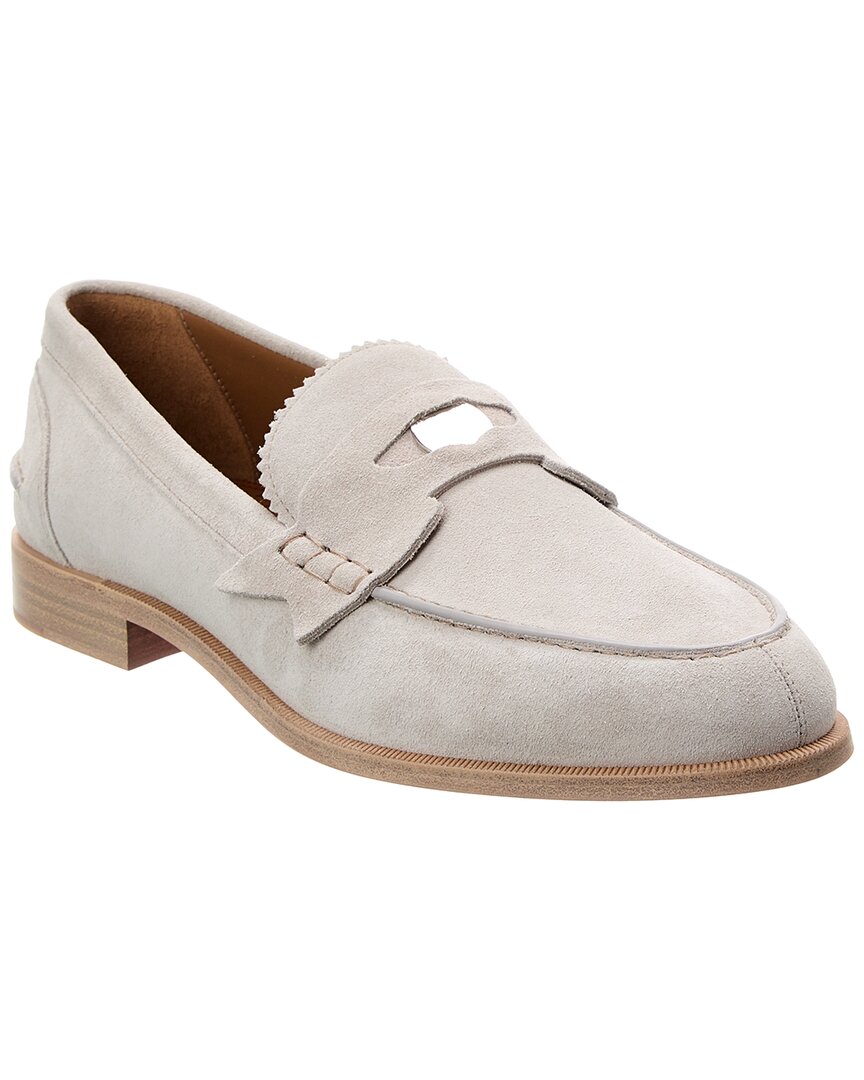 Christian Louboutin Loafers Penny No Back Mit Veloursleder In Grey