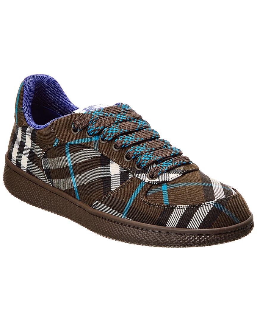 Shop Burberry Terrace Check Canvas Sneaker In Brown