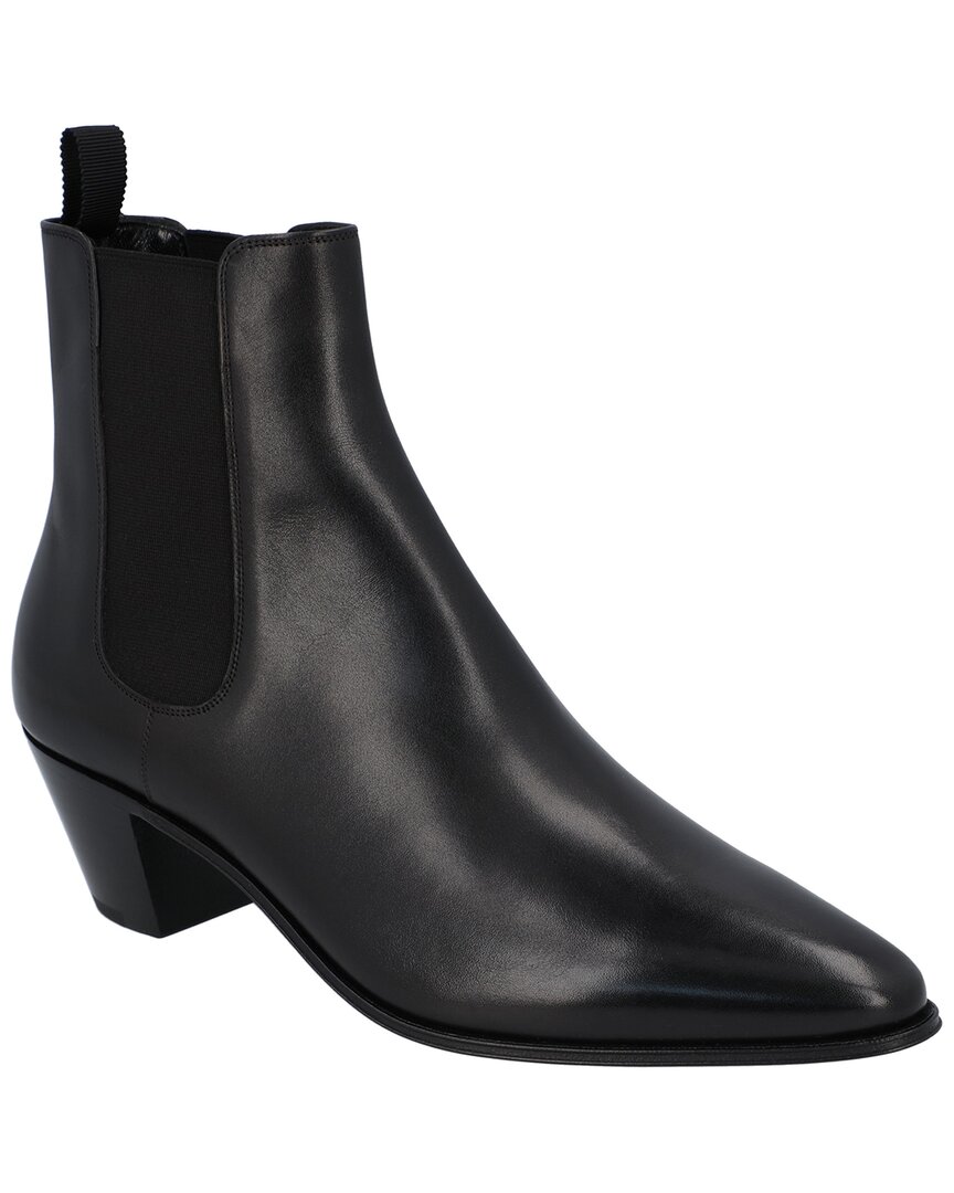 Shop Celine Leather Boot In Black