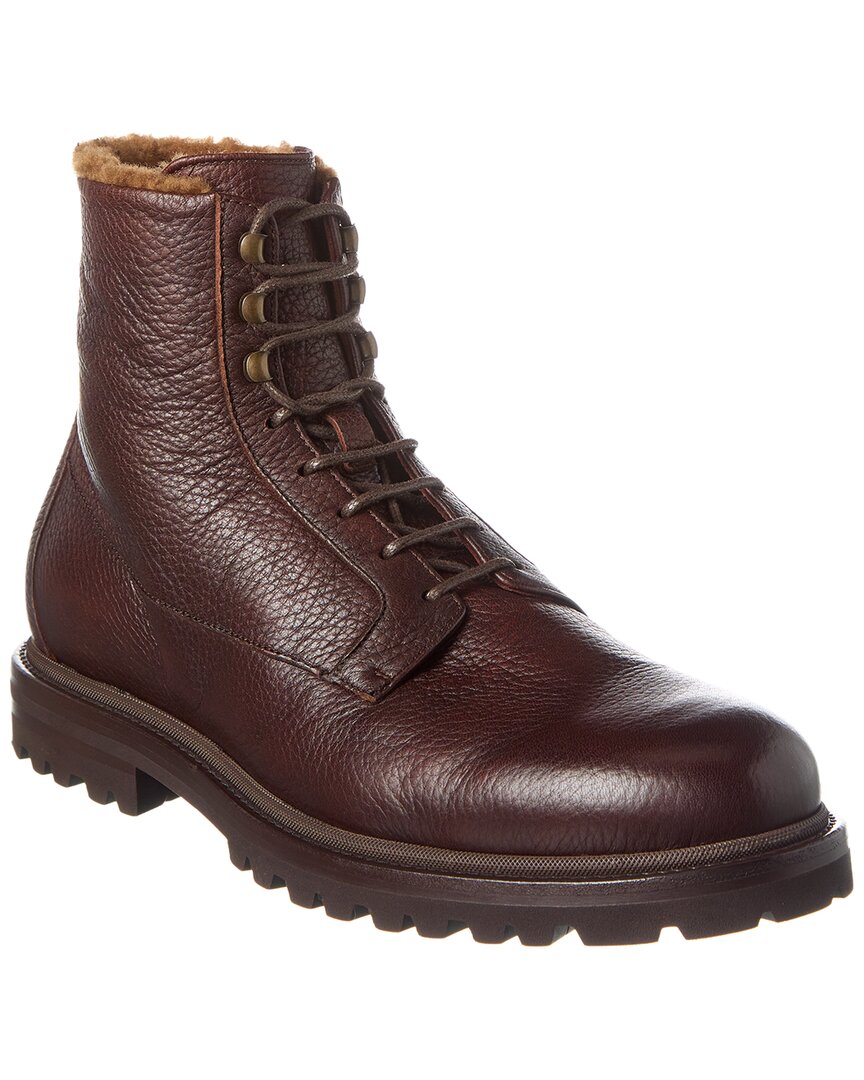 Brunello Cucinelli Leather Boot In Brown