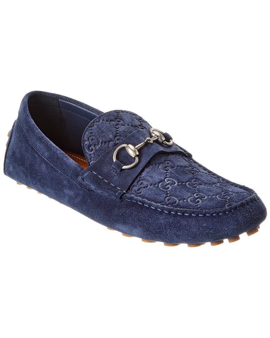 Gucci Byorn Driver Suede Gg Loafers
