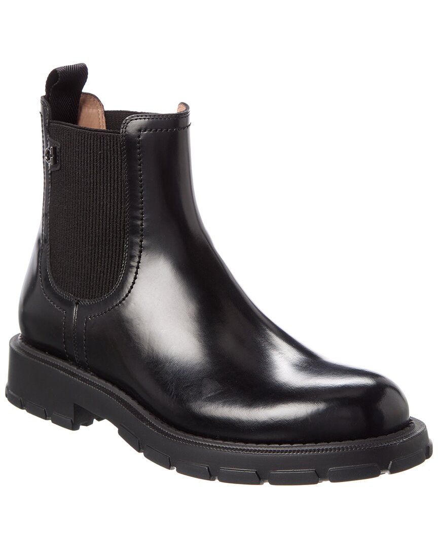 Ferragamo Iago Leather Boot In Black