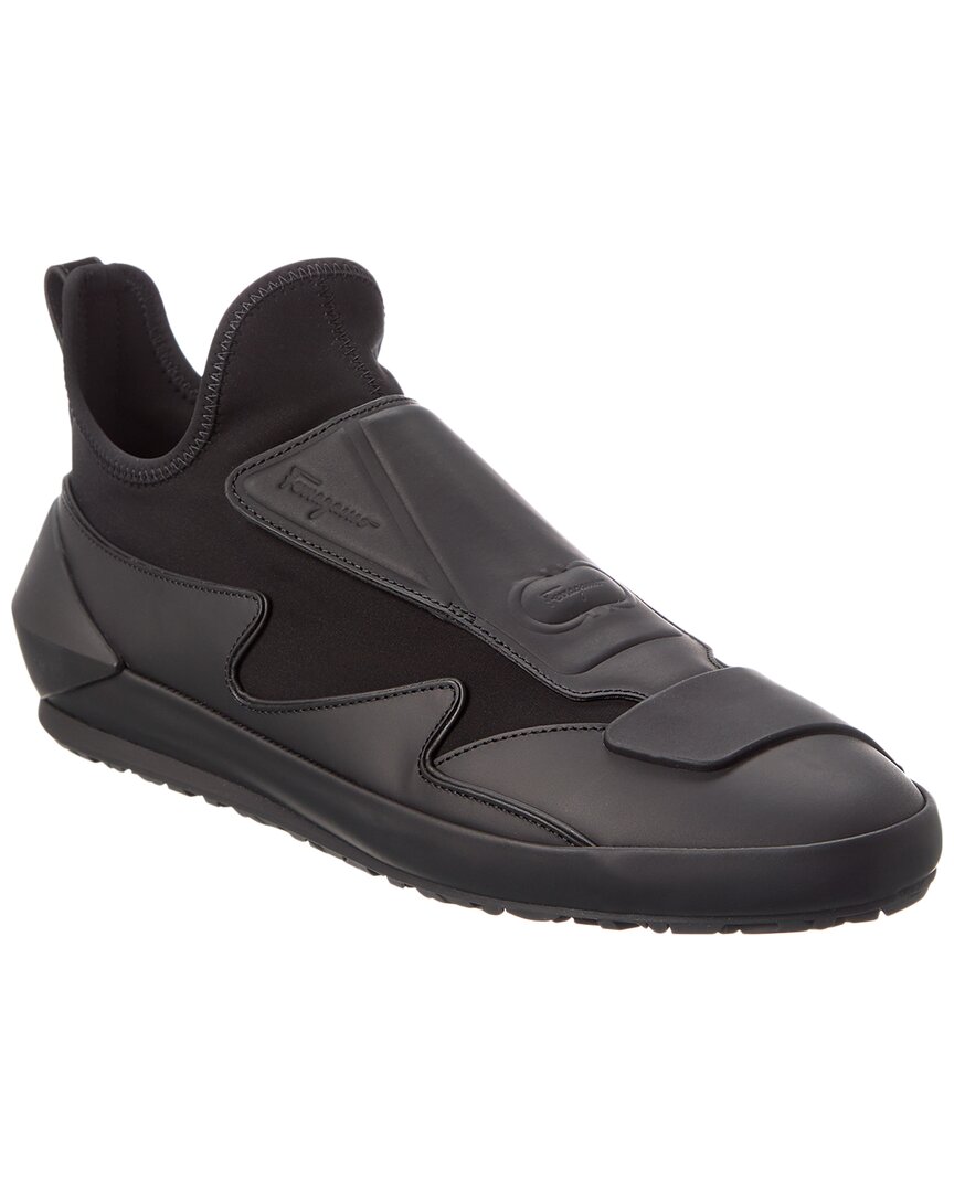 Ferragamo Nile Leather Sneaker In Black