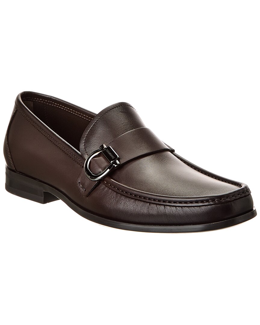 Ferragamo Loafers Metal Buckle Detail Round Toe In Brown