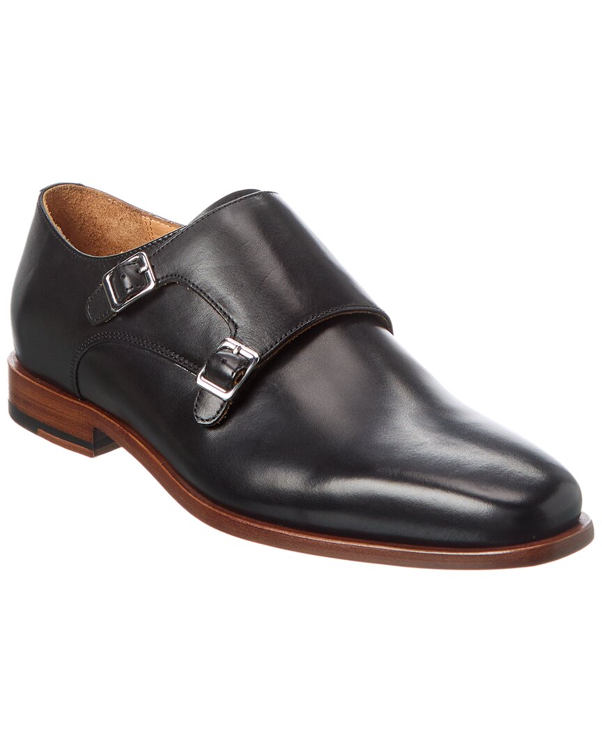 Curatore Cap Toe Double Monk Leather Loafer In Black