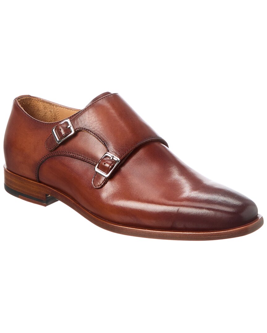 Shop Curatore Double Monk Leather Loafer In Brown