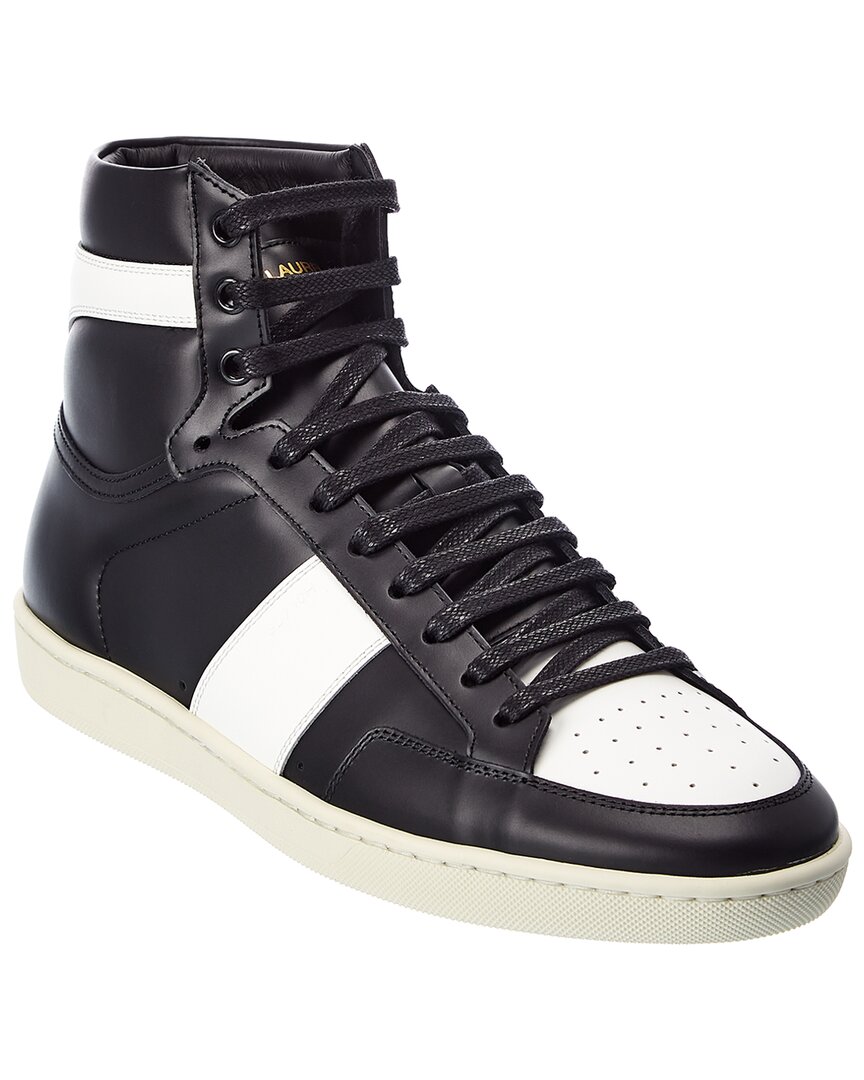Shop Saint Laurent Sl 10h Leather High-top Sneaker In Black