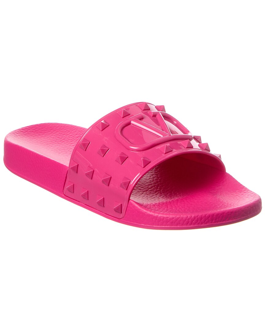 Valentino Vlogo Rubber Slide In Pink