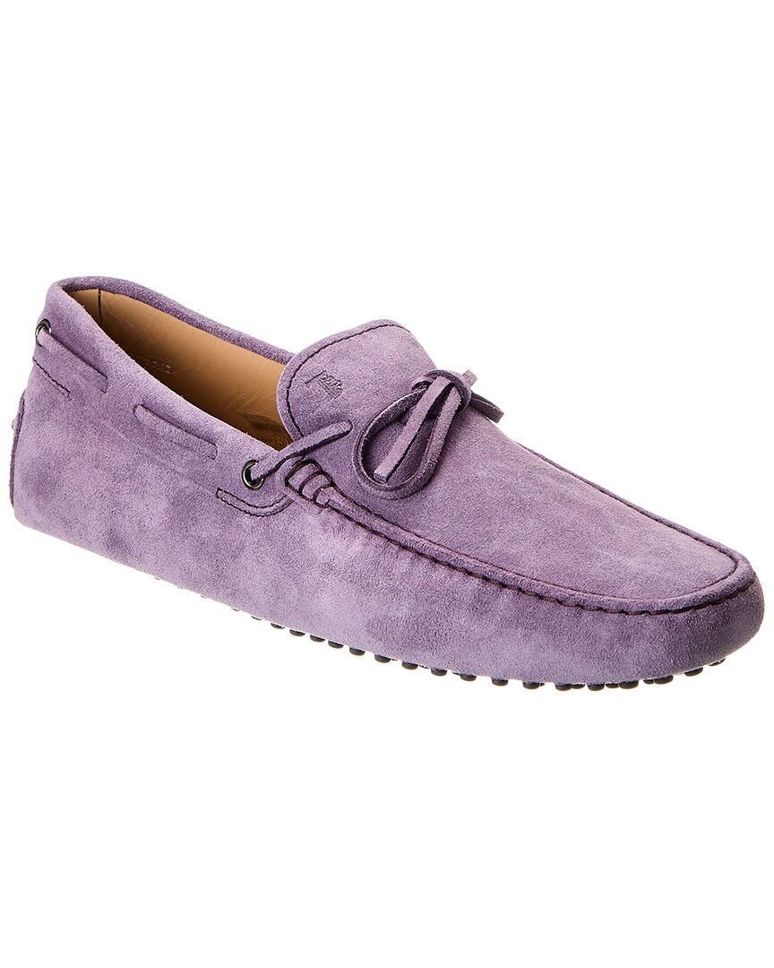 Tod's New Gommini Suede Loafer In Purple