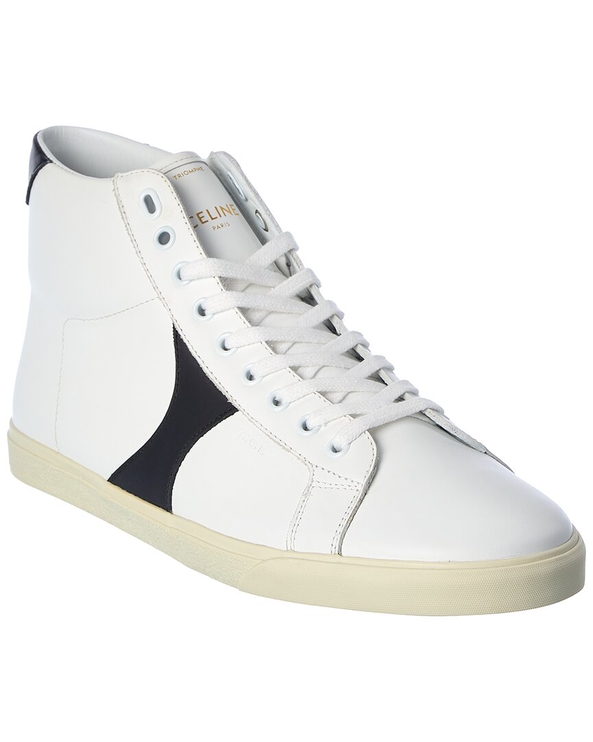 Celine Mid Leather Sneaker In White