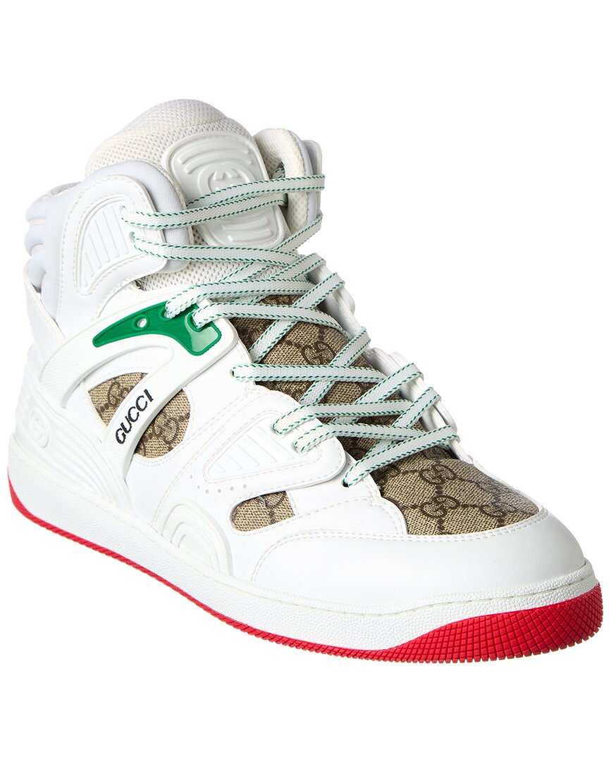Gucci Basket High-top Faux-leather Trainers In Nocolor