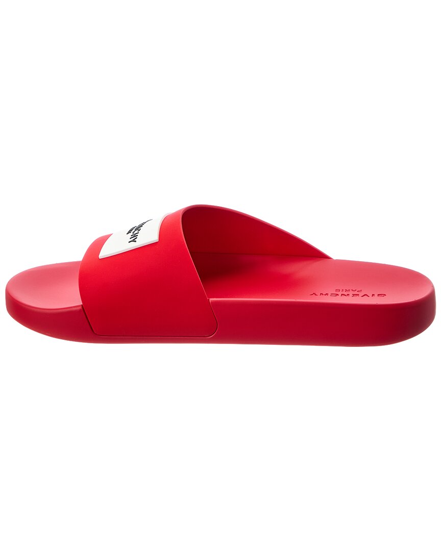 Givenchy Red Polyurethane Label Slide Flat Sandal In Multi