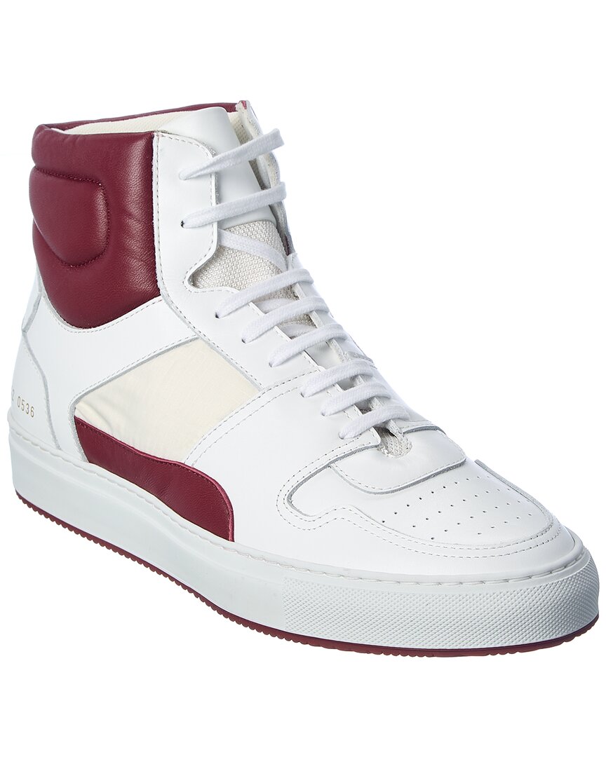 Shop Common Projects Leather High-top Sneaker In White