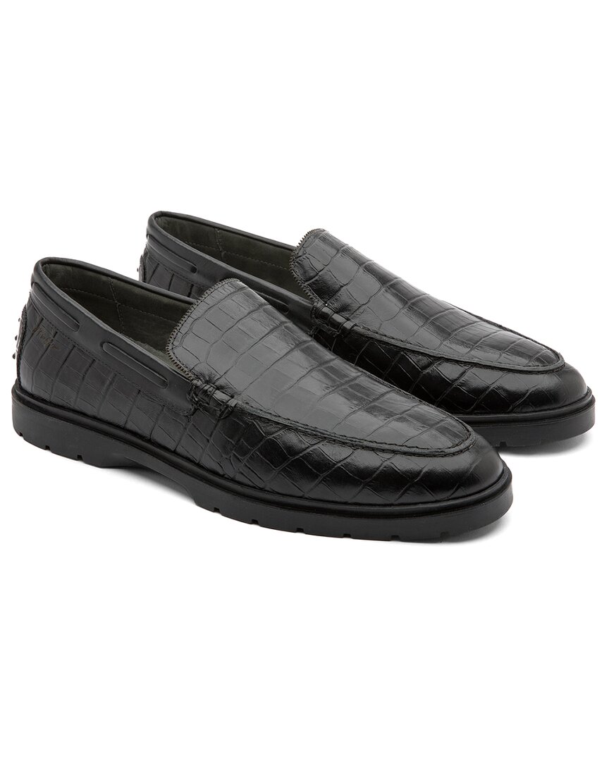 Gernie Venetian Low Top Loafer In Black Croco