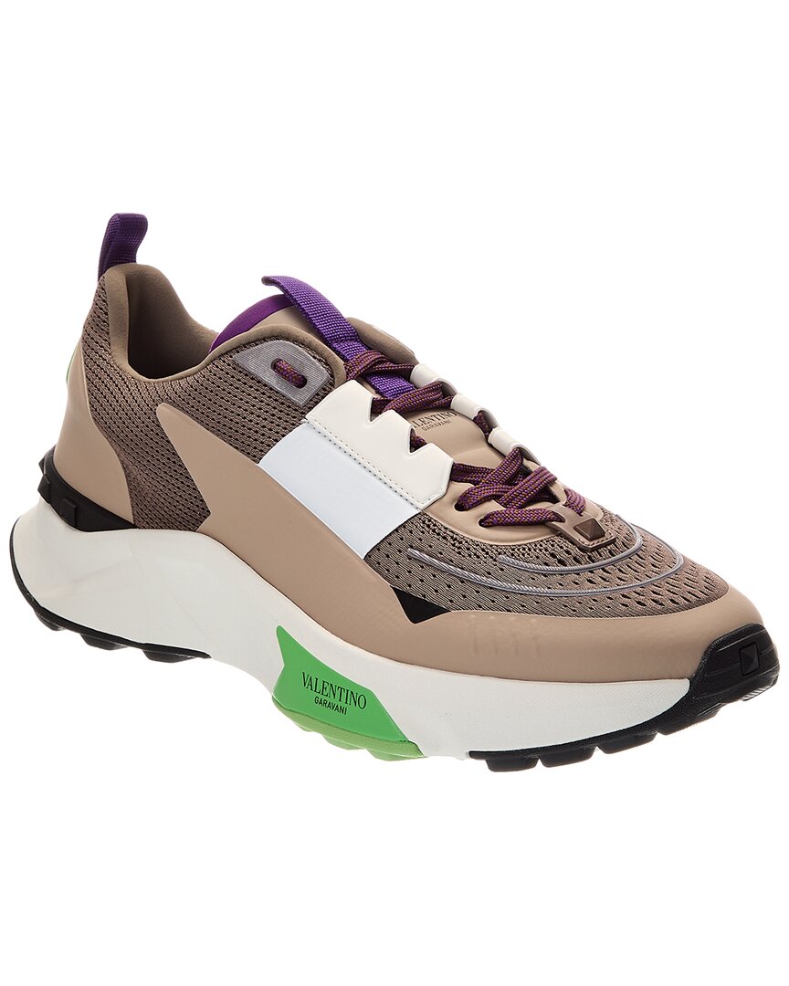 Valentino True Act Low Top Trainer In Mesh And Rubberised Fabric