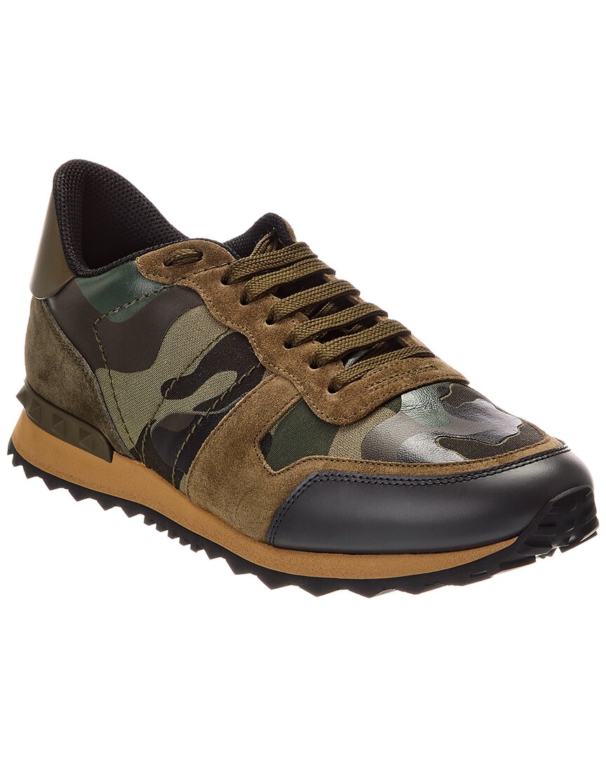 Shop Valentino Rockrunner Canvas & Leather Sneaker