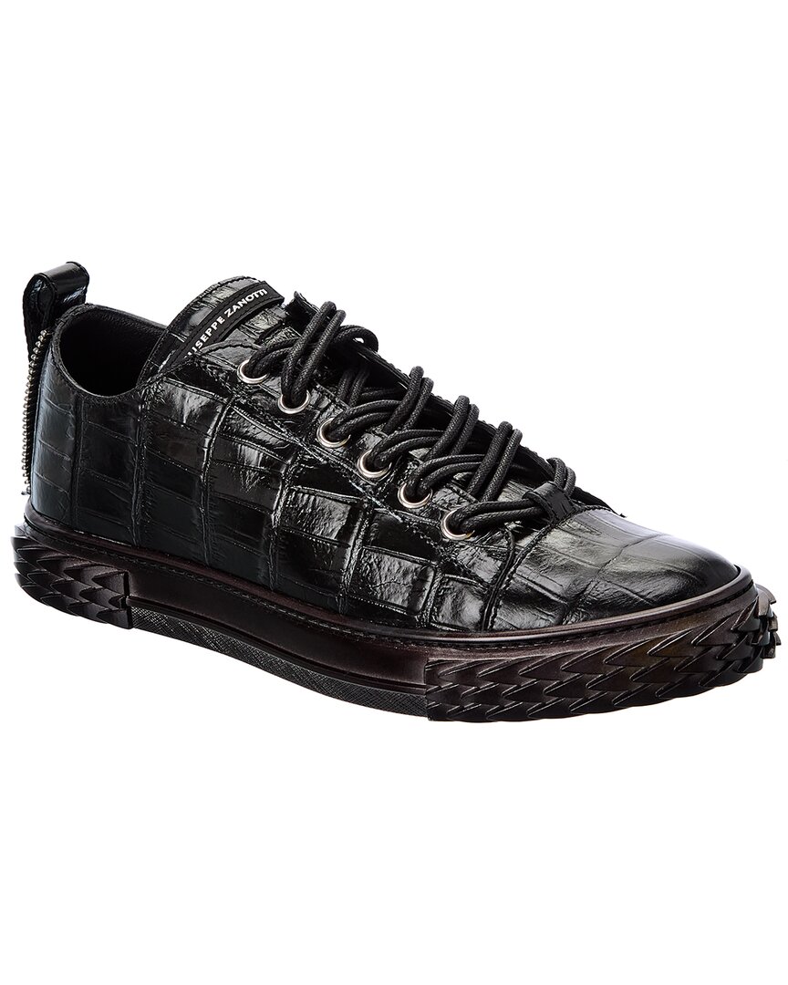 giuseppe zanotti croc-embossed leather sneaker
