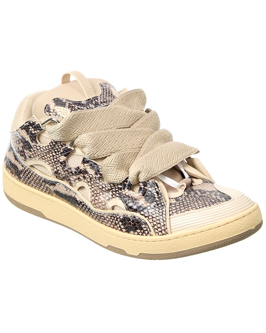 Lanvin Curb Snake-embossed Leather Sneaker