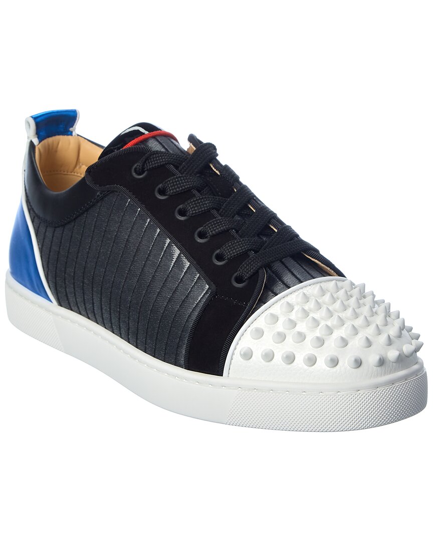 Christian Louboutin Louis Junior Spikes Orlato Leather Sneaker In Black