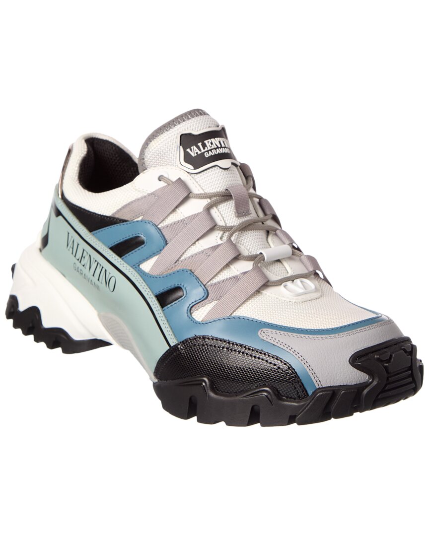 Valentino Mesh & Leather Sneaker In White