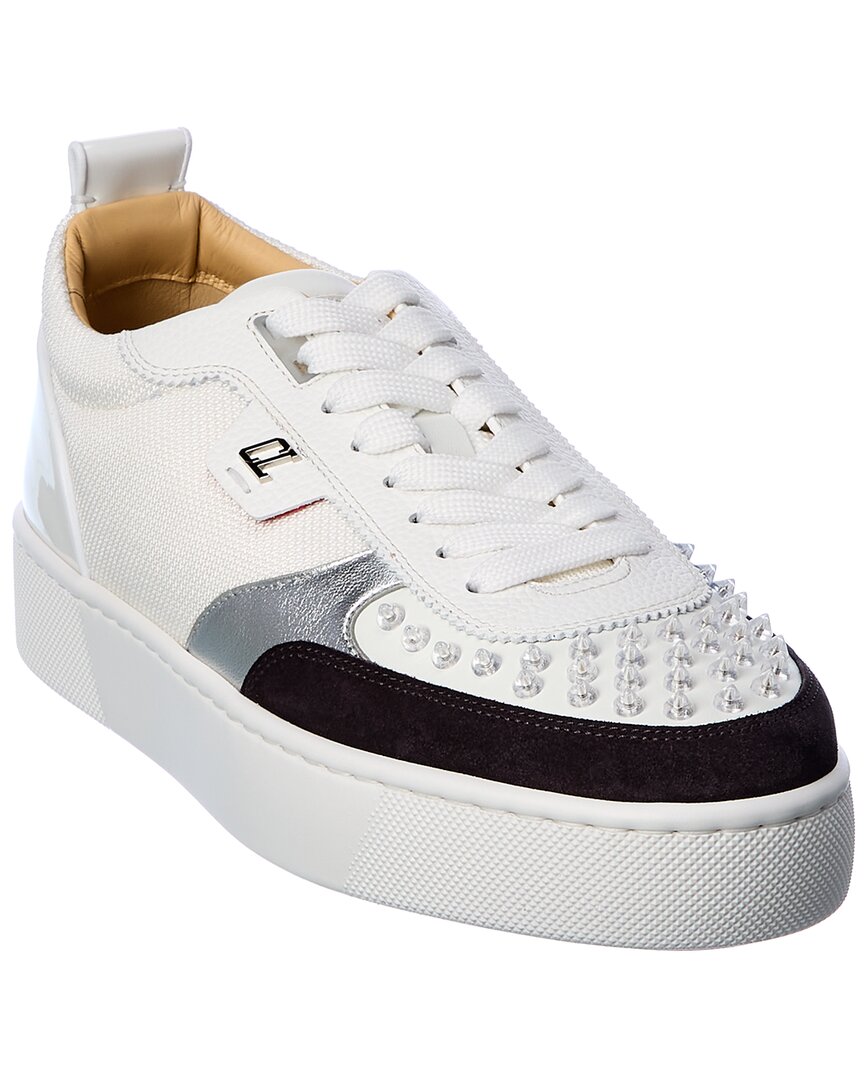 Christian Louboutin Happyrui Spike Mesh & Leather Sneaker In White