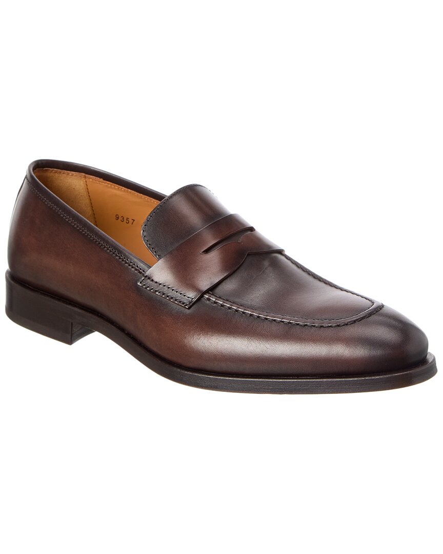 Antonio Maurizi Leather Penny Loafer In Brown