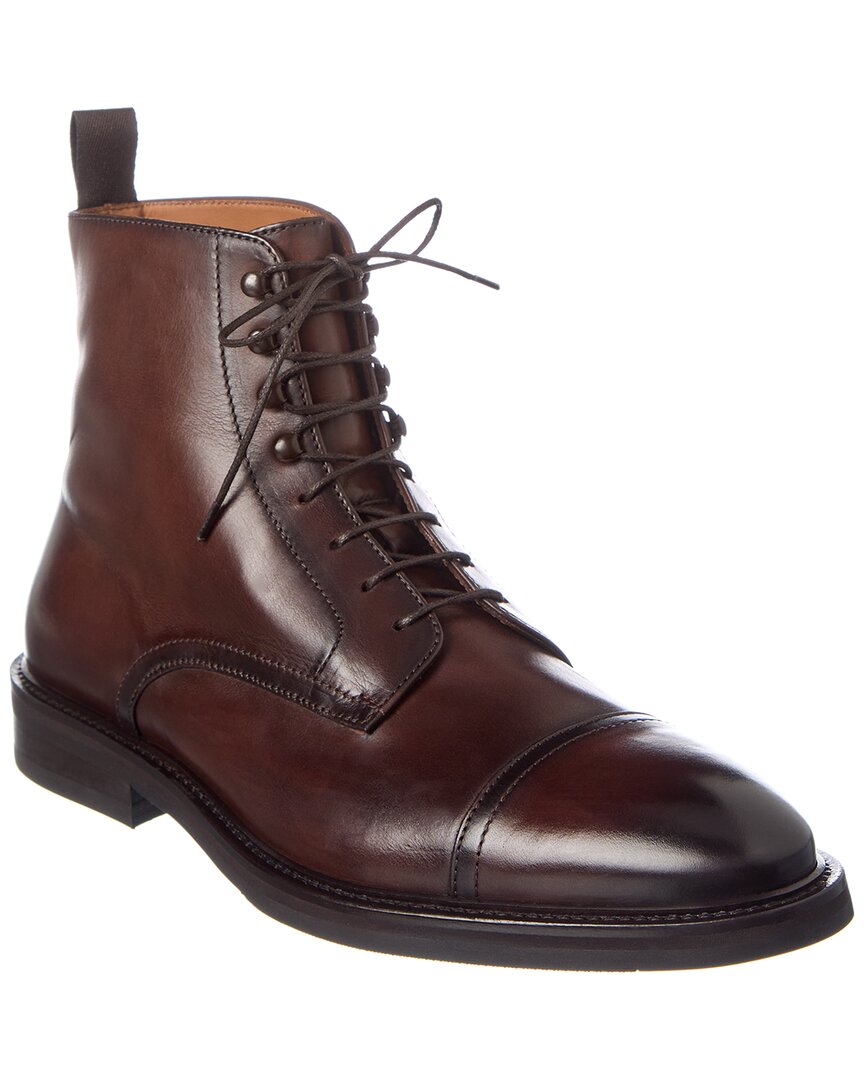 Antonio Maurizi Cap Toe Leather Boot In Brown